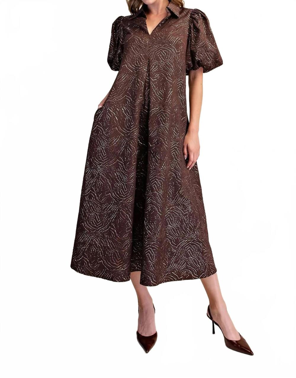 NEW GLAM tuscan midi dress in brown